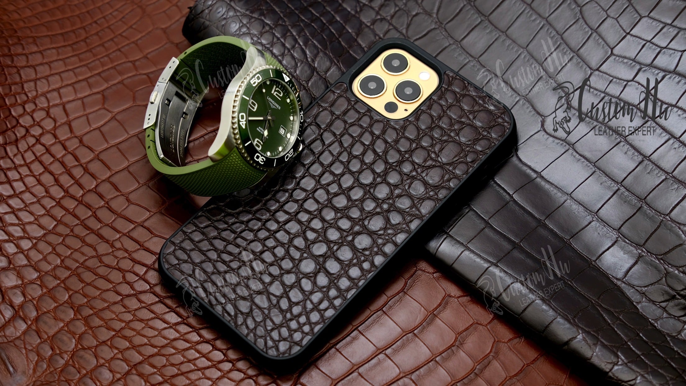 Exquisite watch strap Luxury real crocodile skin case compatible with iPhone 12 Pro iPhone 12