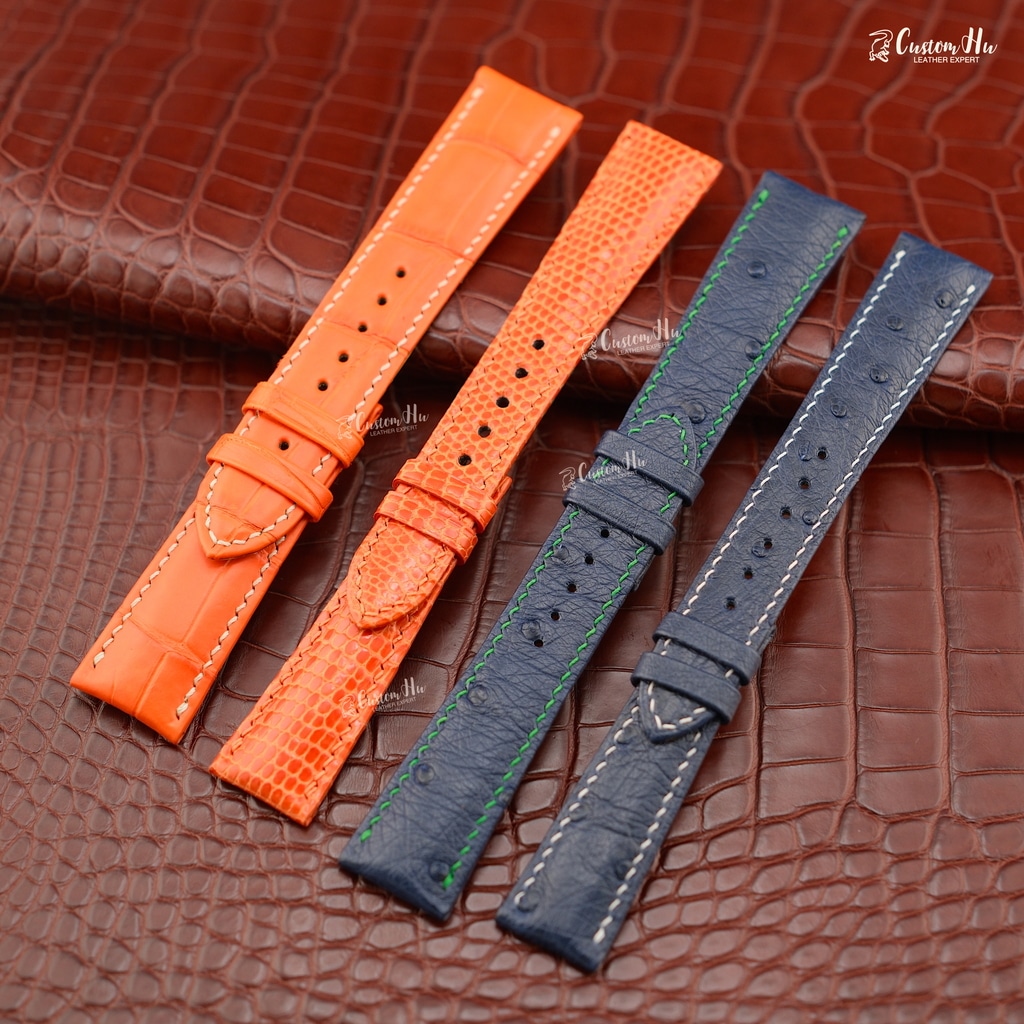 Custom watch leather strap crocodile shark ostrich lizard calf skin strap