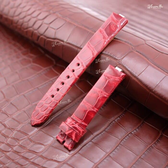 Bvlgari Lucea strap 15mm Alligator leather strap Black red