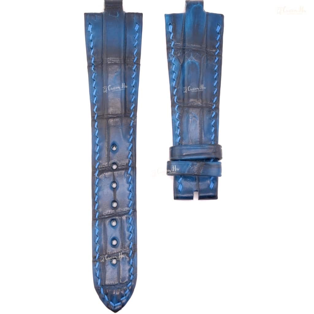 Bvlgari Diagono straps Bvlgari Diagono straps 21mm 22mm Alligator leather strap Smoked blue