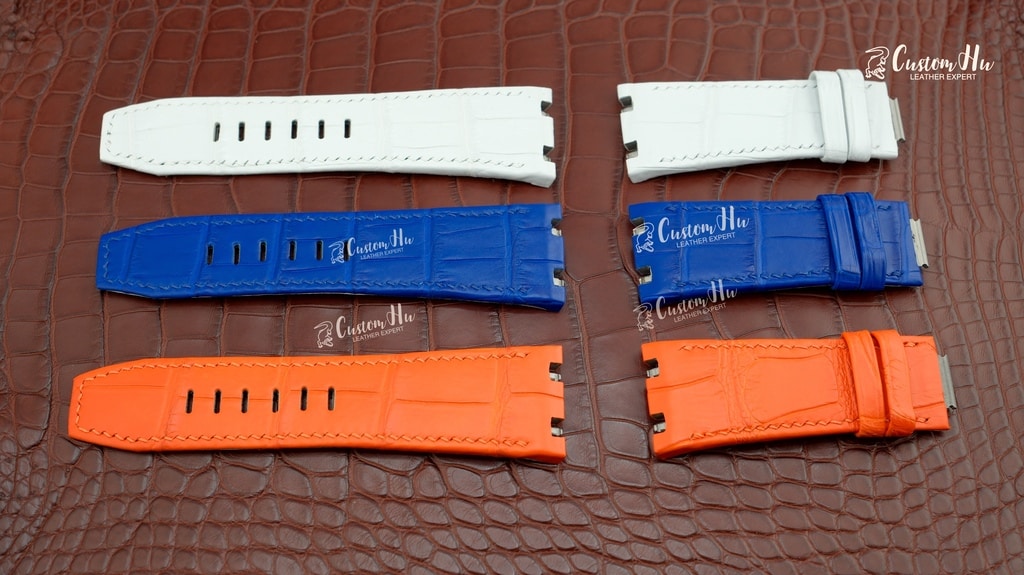 AP Royal Oak watch band 30mm Quick release strap white orange blue
